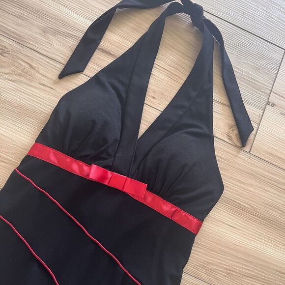 y2k LOVE TEASE Size S Emo Goth Halter Tulle Flare Fairy Hot Topic Red Black - Picture 4 of 7